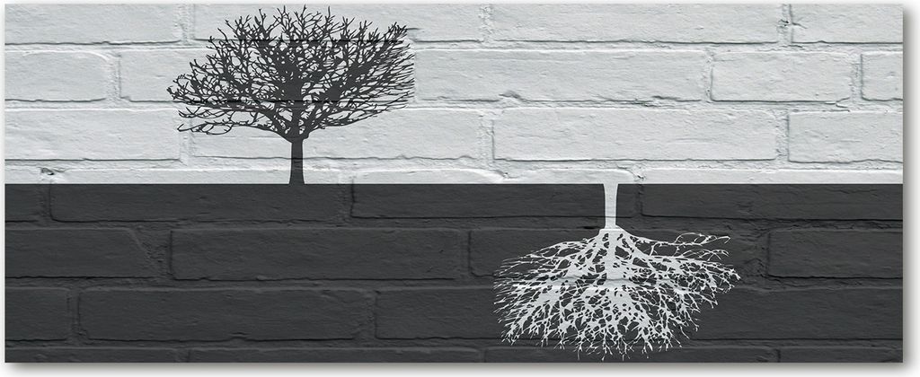 Tulup Leinwandbild - 125x50 cm - Wandkunst - Drucke auf Leinwand - Leinwanddruck - Kunst: modern & klassisch - Grau - Bäume an der Wand