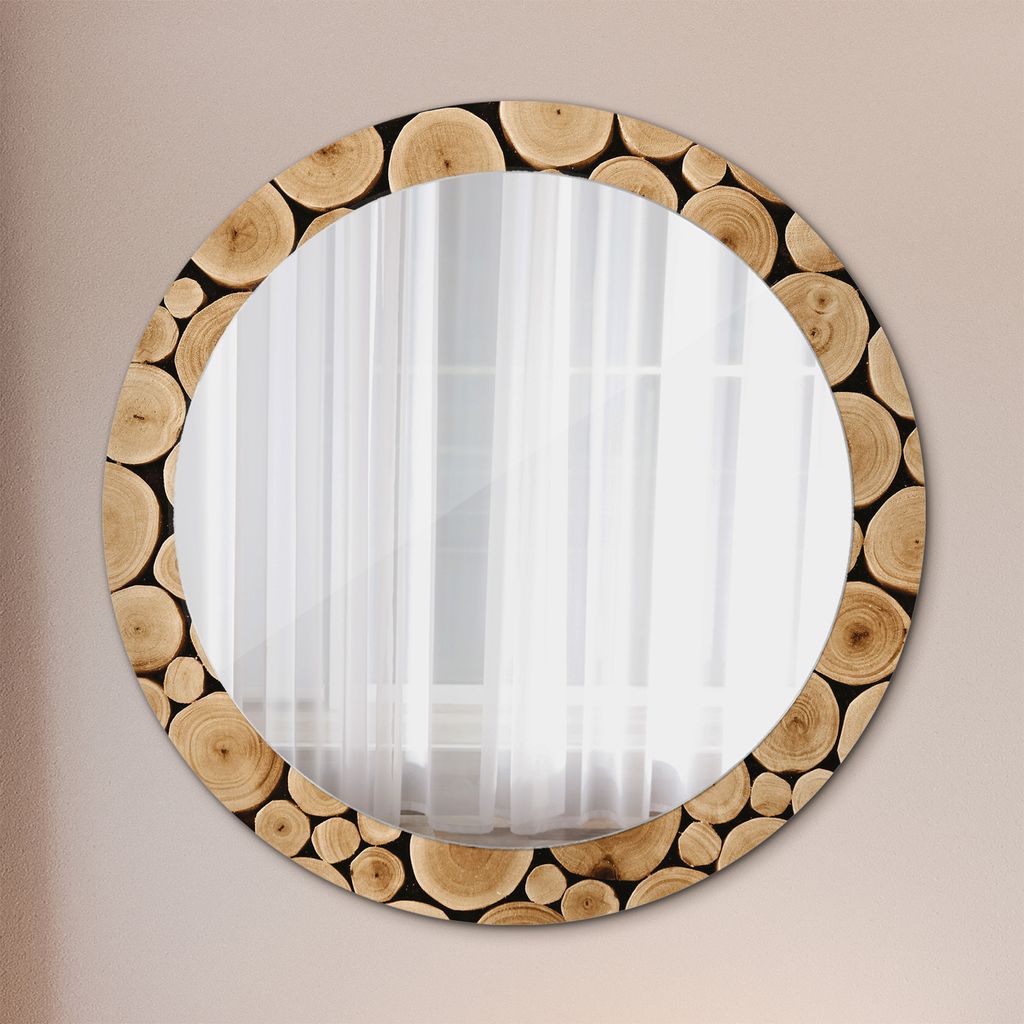 Spiegel - Mirror zum Wandspiegel Schlafzimmer – Schminkspiegel- Holz Baumstämme- Ø80cm