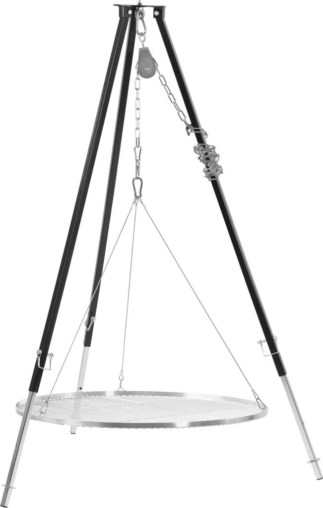 BBQ-Toro Dreibein Grill mit Ø 90 cm Grillrost, 110 - 175 cm, Schwarz,Dreibein für Schwenkgrill