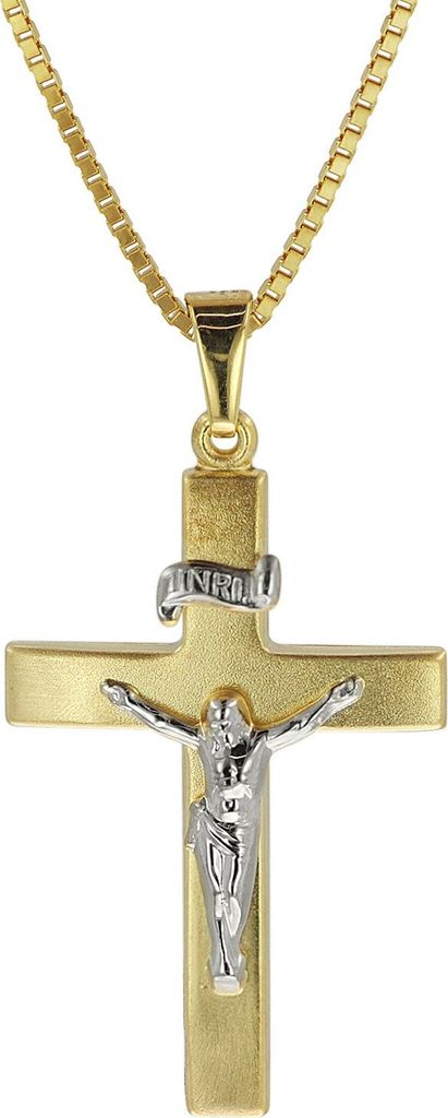 trendor 08489 Kruzifix-Anhänger Gold 333 mit goldplattierter Herren-Halskette, 50 cm