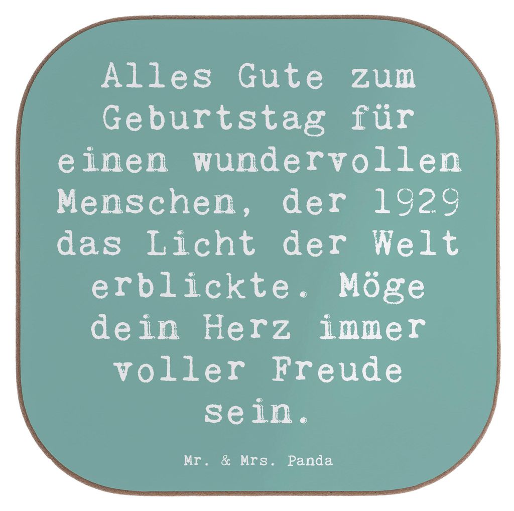 Mr. & Mrs. Panda Tischuntersetzer Spruch 1929 Geburtstag - Meeresbrise - Geschenk, Happy Birthday, Untersetzer für Gläser, besondere Lebensgeschi...