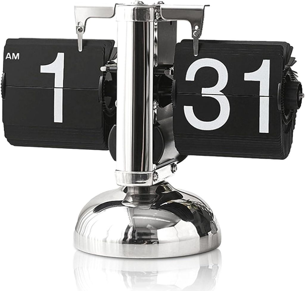 Flip-Tischuhr, Flip-Schreibtischuhr, Automatische mechanische Flip-12-Stunden-Uhr, Tischuhr Mit digitalanzeige, Retro-Digitaluhr für Zuhause & Büro