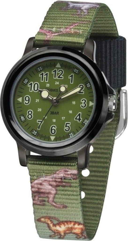 Jacques Farel KSB989 Dinosaurier Uhr Junge Kinderuhr Stoffband schwarz