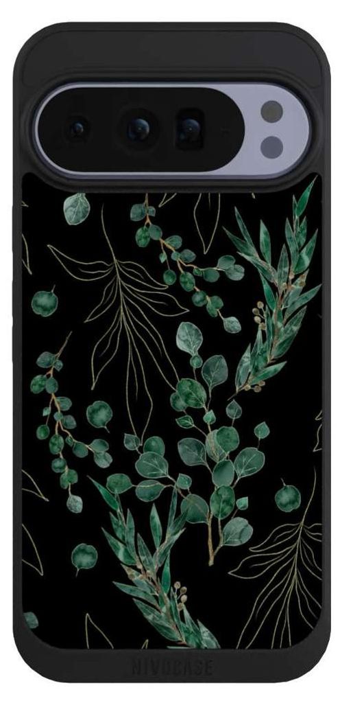NIVOCASE Handyhülle für Google Pixel 10 Pro XL Hülle NIVOpure Case Schwarz Blätter Natur Eukalyptus