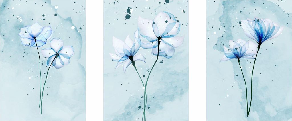 Blaue Blumen Poster Set PLN018
