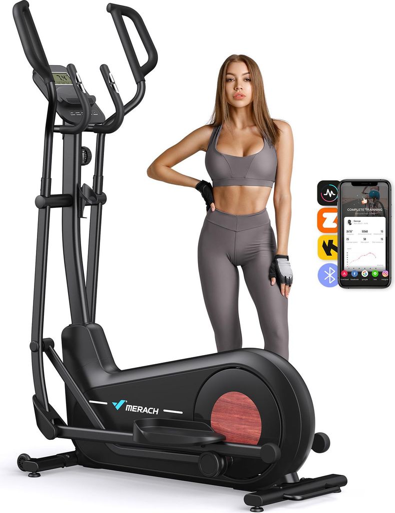 Crosstrainer Heimtrainer, Leises Hometrainer Fahrrad, mit 2 Wasserbecherhalter, 180kg Belastbar