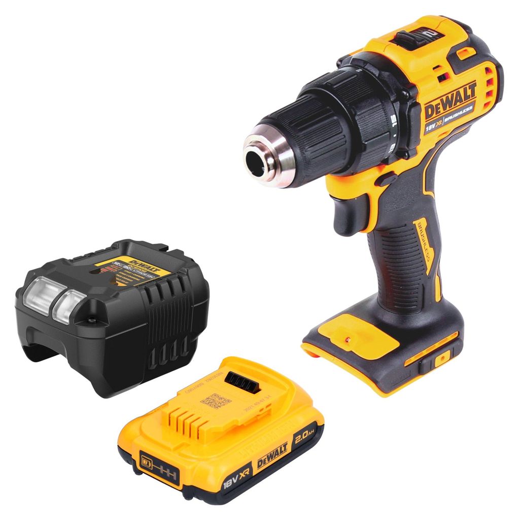 DeWalt DCD 708 D1 Akku Bohrschrauber 18 V 65 Nm Brushless + 1x Akku 2,0 Ah + Ladegerät