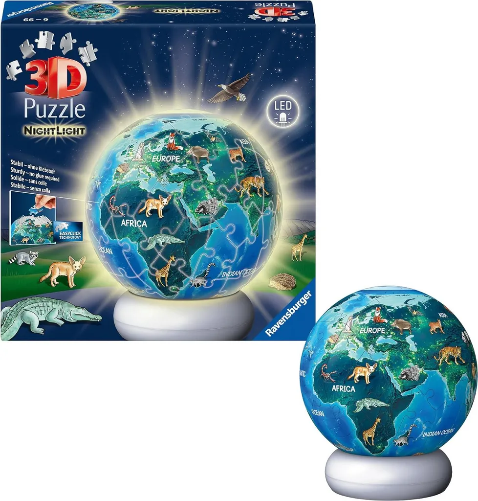 Veilleuse Puzzle 3D globe terrestre Ravensburger pour chambre enfant