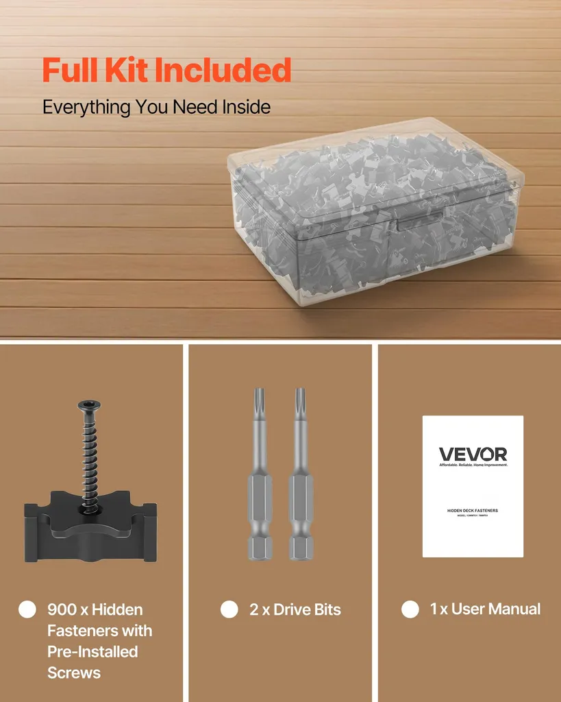 VEVOR 900x Clips de Fixation Cachée pour Lames de Terrasse Composite 10mm - 6
