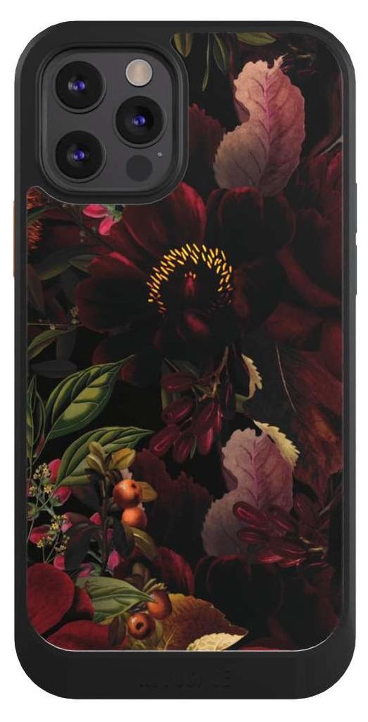 NIVOCASE Hülle für Apple iPhone 12 Pro Handyhülle NIVOcore Case Schwarz Blumen Utart Wiese