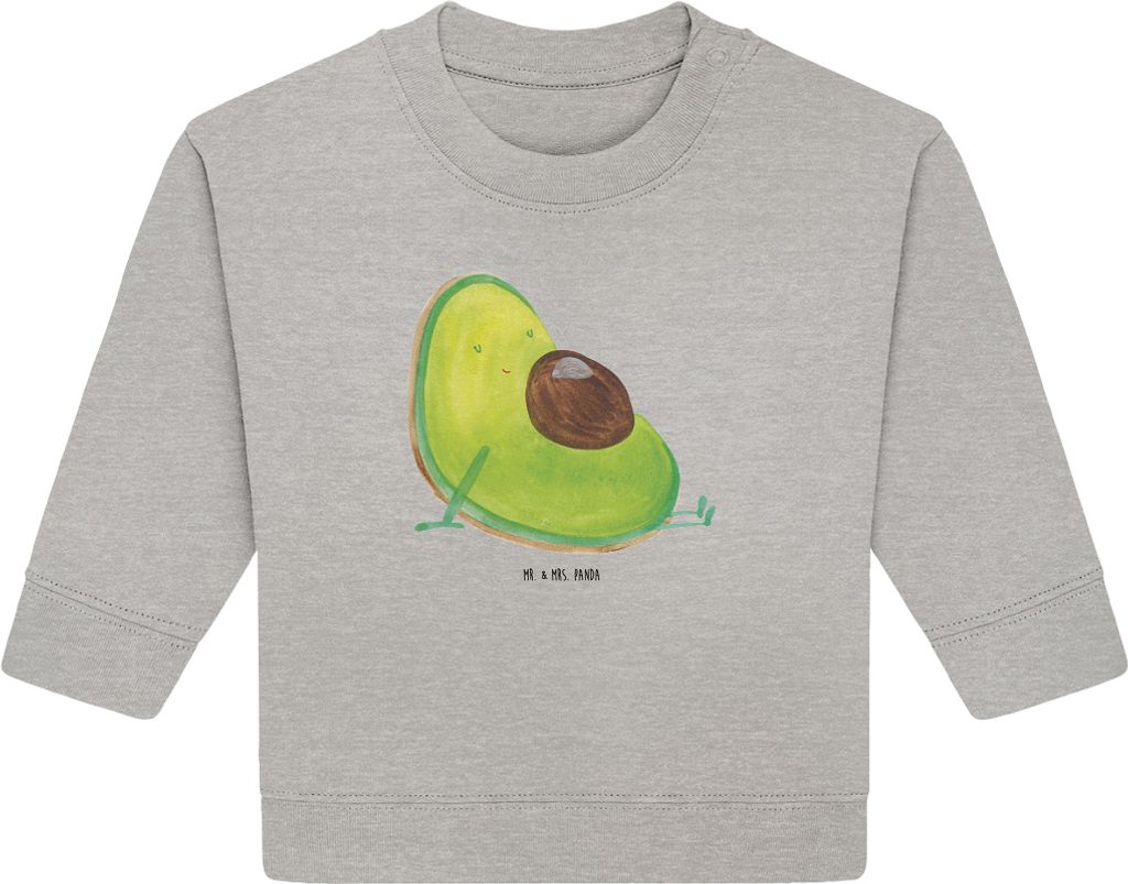 Mr. & Mrs. Panda Organic Baby Pullover Avocado Schwangerschaft 6. - 12. Monat - Heather Grey - Geschenk, Wunder, Bullover, Liebe