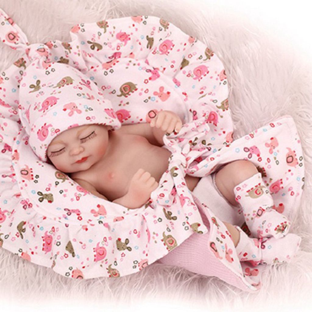 28cm Silikon Lebensecht Madchen Reborn Baby Puppe Babypuppe mit Kleider 