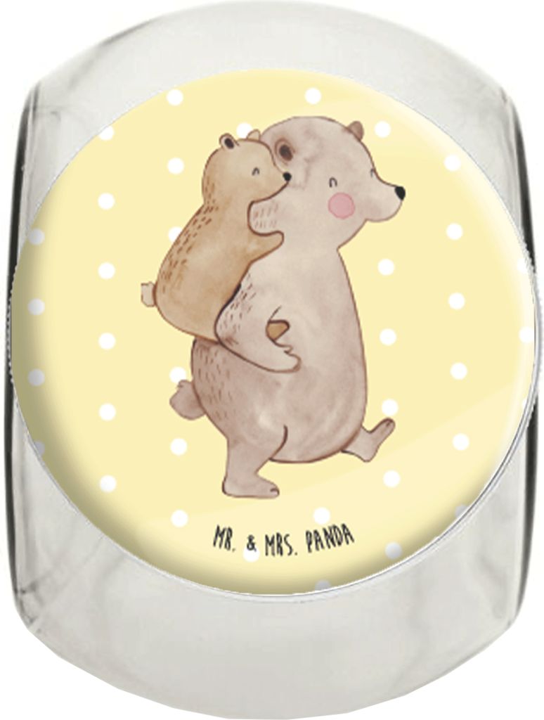 Mr. & Mrs. Panda Kaffeedose Papa Bär L 870ml - Gelb Pastell - Geschenk, Bruder, Teedose, Bonbonglas, Geburtstag, Vatertag, Vorratsbehälter, Bonbo...