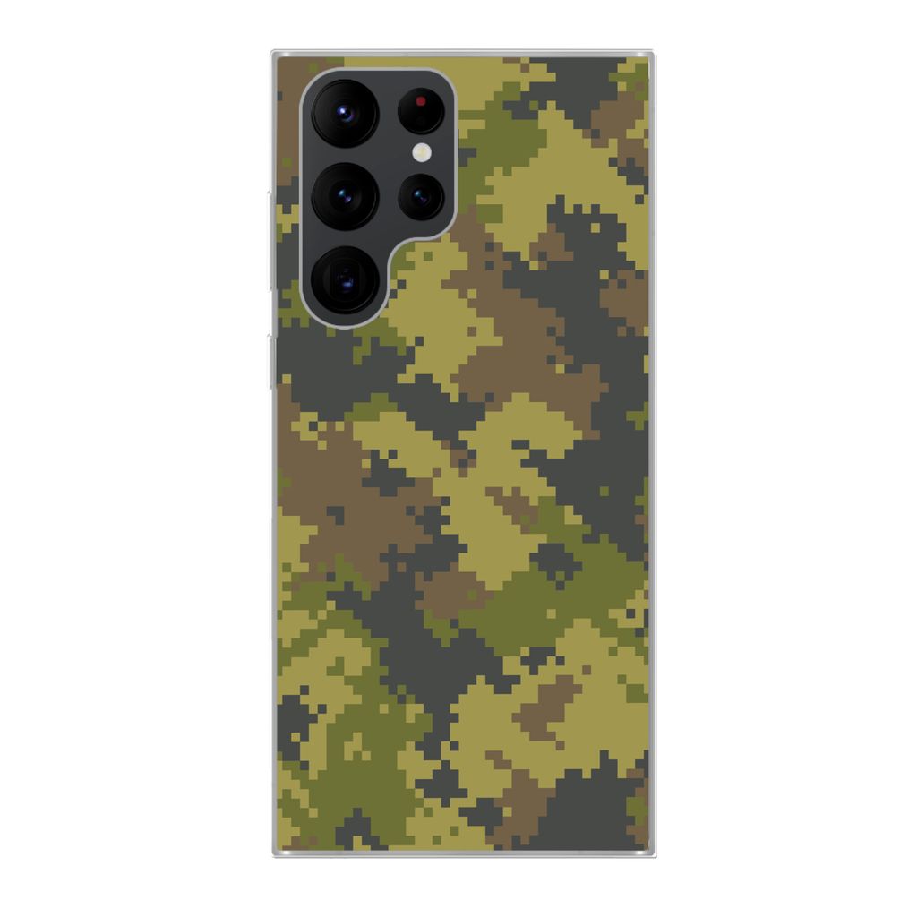 MuchoWow Handyhülle Schutzhülle Hülle für Samsung Galaxy S22 Ultra Illustriertes Tarnmuster von Pixeln Silikon Softcase Handy Hülle - Abbildung