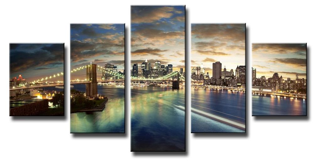 5562 New York Skyline Leinwandbild 5-teilig 160x80 cm