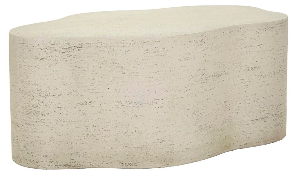Moderner Couchtisch "Cloud" in MGO Creme, 92,5 x 54,8 x 40 cm – Organisches Design und Material in Steinoptik