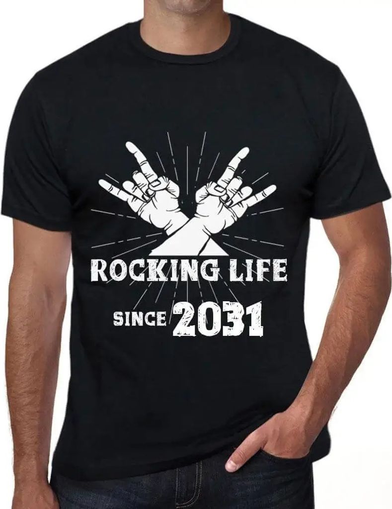 Herren Grafik T-Shirt Das Leben rocken seit 2031 – Rocking Life Since 2031 – Öko-Verantwortlich Vintage Jahrgang Kurzarm Lustige Druck Geburtstag