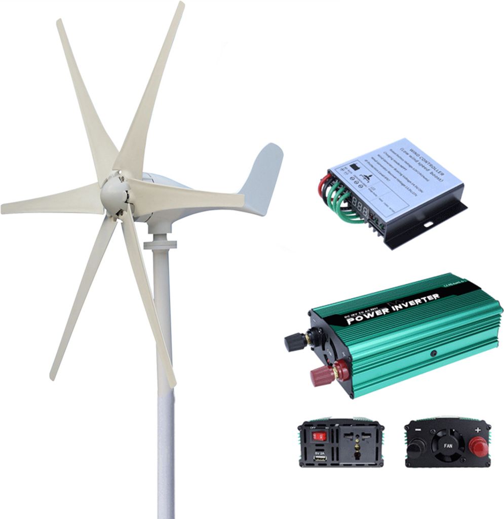 300W Windregler S-förmiger 6-Blatt Windturbinen-Stromgenerator Wechselrichter Automatische Aufladung 12V Effiziente Energieumwandlung IP6-Schutz