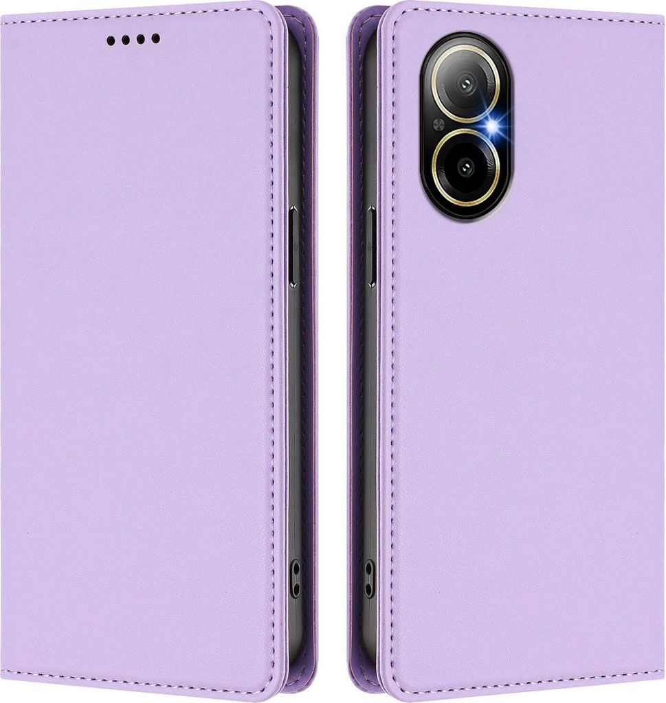 Handyhülle für Realme C67 4G/Realme 12 Lite, Kunstleder Klapphülle Stoßfeste Magnetische Hülle mit Ständer Violett