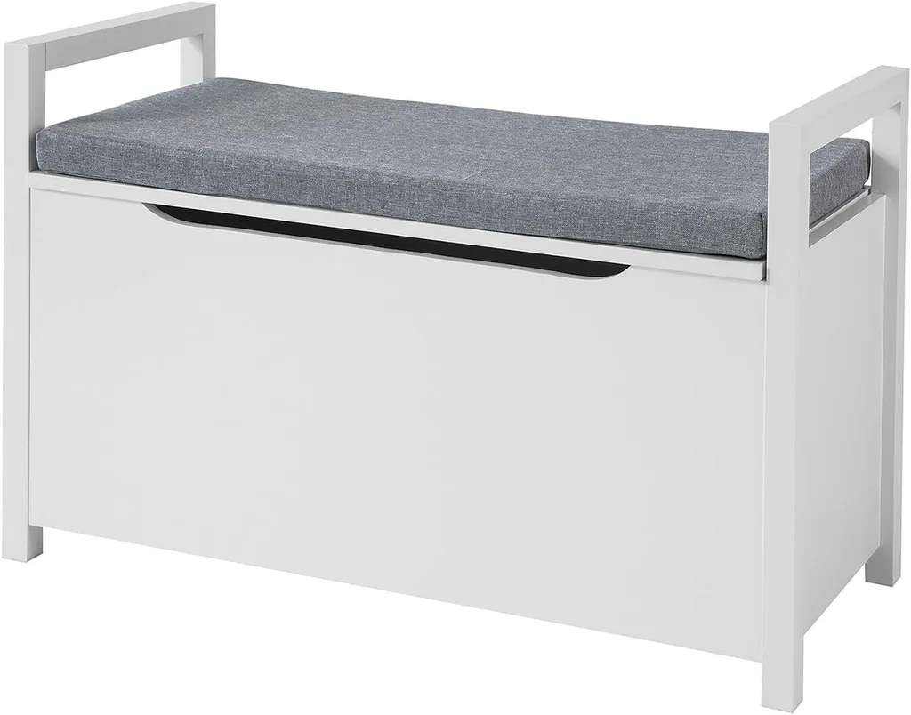 Banc à Chaussures avec Coussin d'Assise Meuble de Rangement Blanc