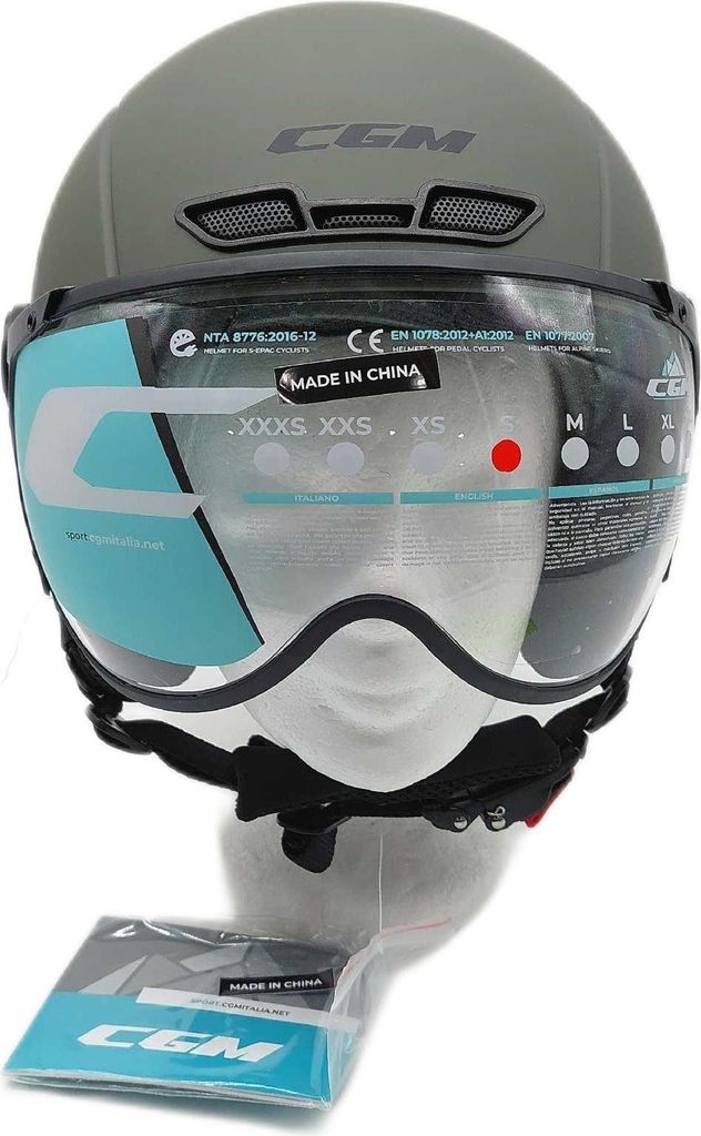 CGM Skihelm Helmschutz Snow Snow Grün matt S 55 56 cm Unisex Erwachsene