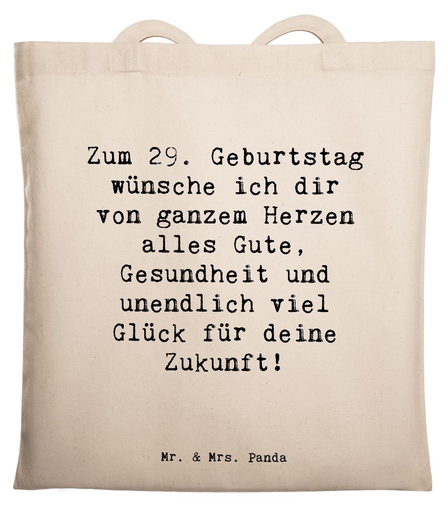 Mr. & Mrs. Panda Schultasche Spruch 29. Geburtstag Wünsche - Transparent - Geschenk, Laptoptasche, Happy Birthday, neues Lebensjahr, Geburtstagsge...