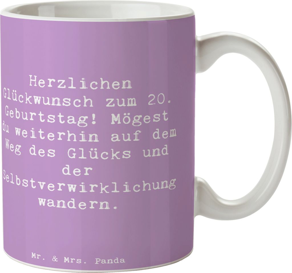 Mr. & Mrs. Panda Tasse Spruch 20. Geburtstag Glückspfad - Lavendeltraum - Geschenk, Becher, positive Energie, Pott, Happy Birthday, kaffeebecher k...