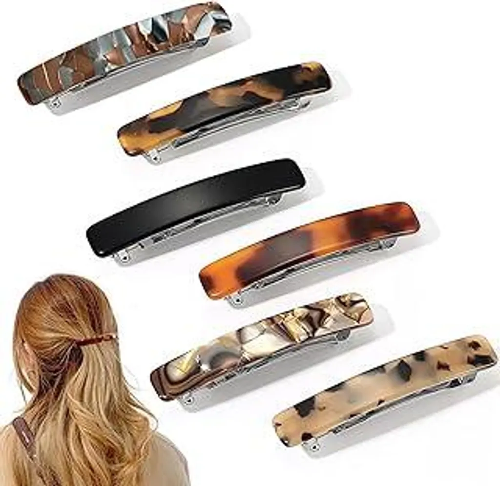 KEYRI 6 fermagli per capelli 7,5 cm/3 fermagli francesi Fermaglio francese automatico Fermaglio voluminoso Fermaglio francese Fermagli colorati Fermagli per capelli per ragazze e donne (sei colori)