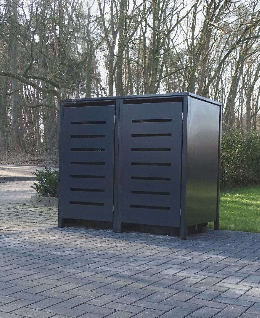 2 Mülltonnenboxen Modell No.6 Anthrazit komplett RAL7016 für 120Liter Mülltonnen