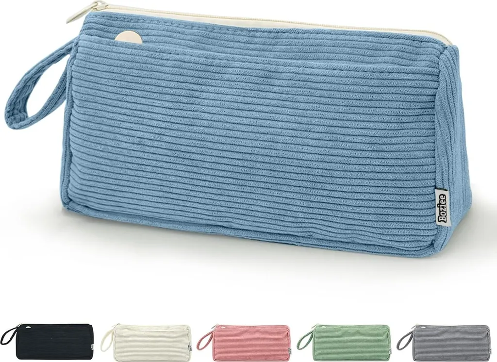 Grande Trousse à Crayons Velours Bleu - Capacité et Douceur Boziee