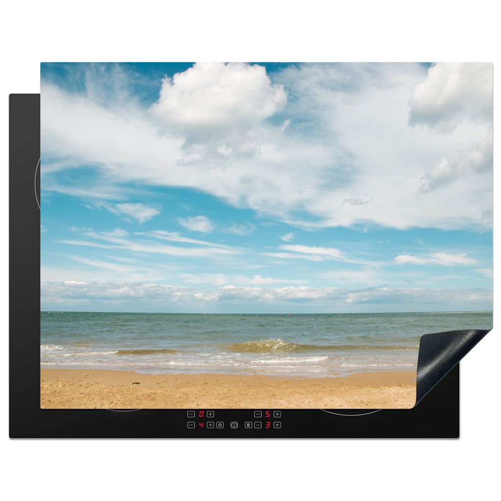 KitchenYeah Herdabdeckplatte Strand - Sommer - Wolken , 77x59cm, Küche Deko, Glaskeramikkochfeld Herdabdeckung, Abdeckplatte fùr Kochfeld