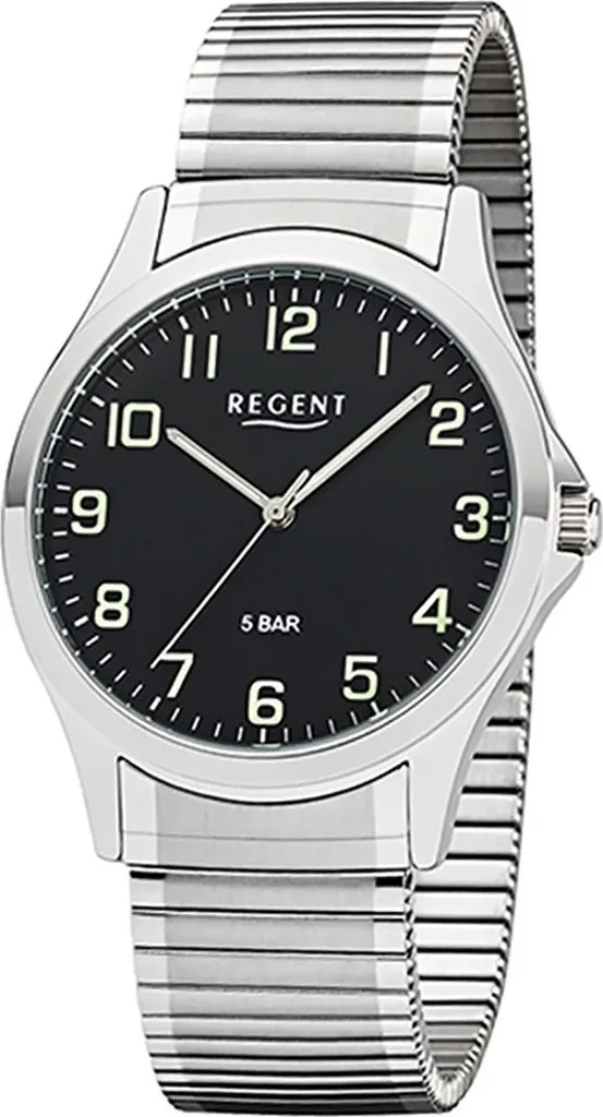Montre quartz en métal argenté Regent 1242428 pour homme élégant