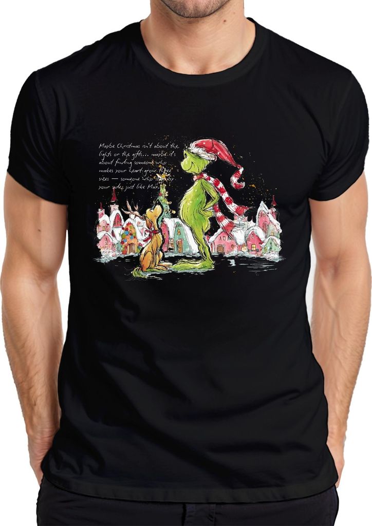 Maybe Christmas isn't about the lights Grinch Weihnachten lustig Herren T-Shirt, Schwarz, 3XL