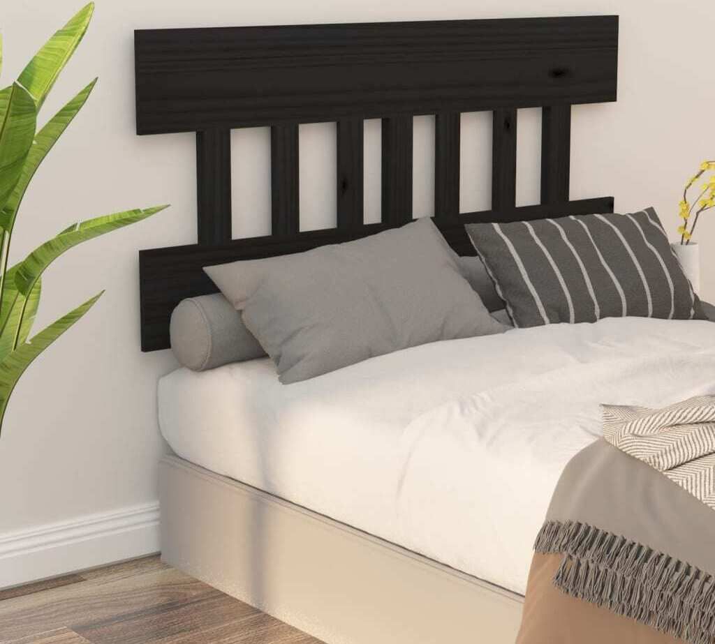 "Rabatt" Bettkopfteil modern - Kopfteil für Bett - Schwarz 203,5x3x81 cm Massivholz Kiefer - Kopfteile CC21656
