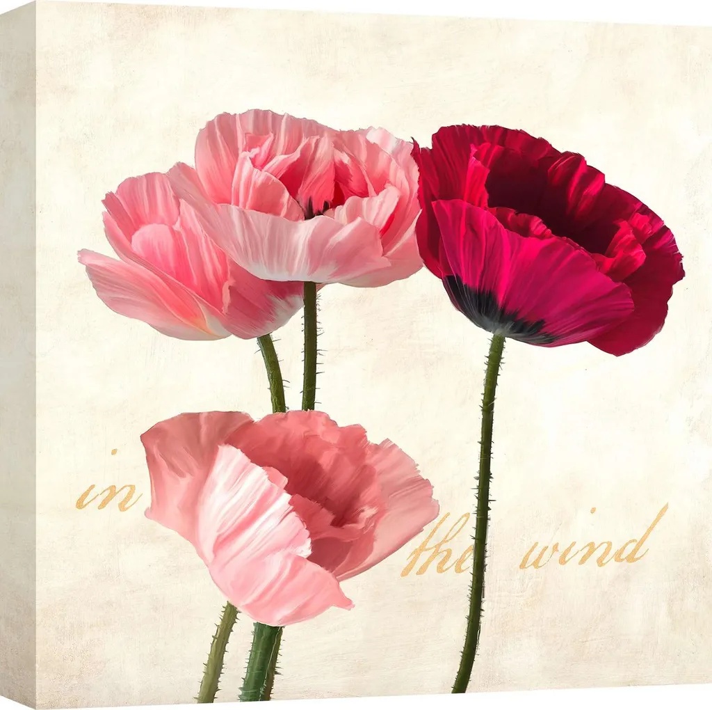 Tableau toile coquelicots 90x90 cm - Égayez vos murs ternes facilement