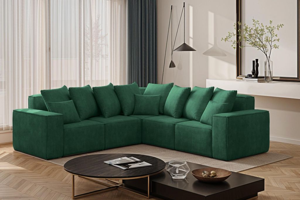 Kaiser Möbel Ecksofa, Corner ELLA, Stoff Noel, Grün
