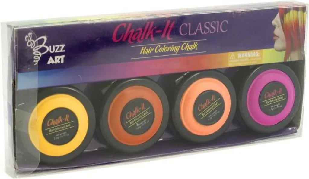 Kit maquillage cheveux pour fête et déguisement 4 couleurs néon Buzz