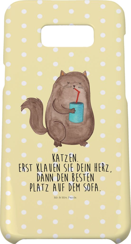 Mr. & Mrs. Panda Samsung Galaxy S8 plus Handyhülle Katze Dose - Gelb Pastell - Geschenk, Bezaubernd, Handy Case, Katzen, Cat, Herz, Cover, Hülle,...