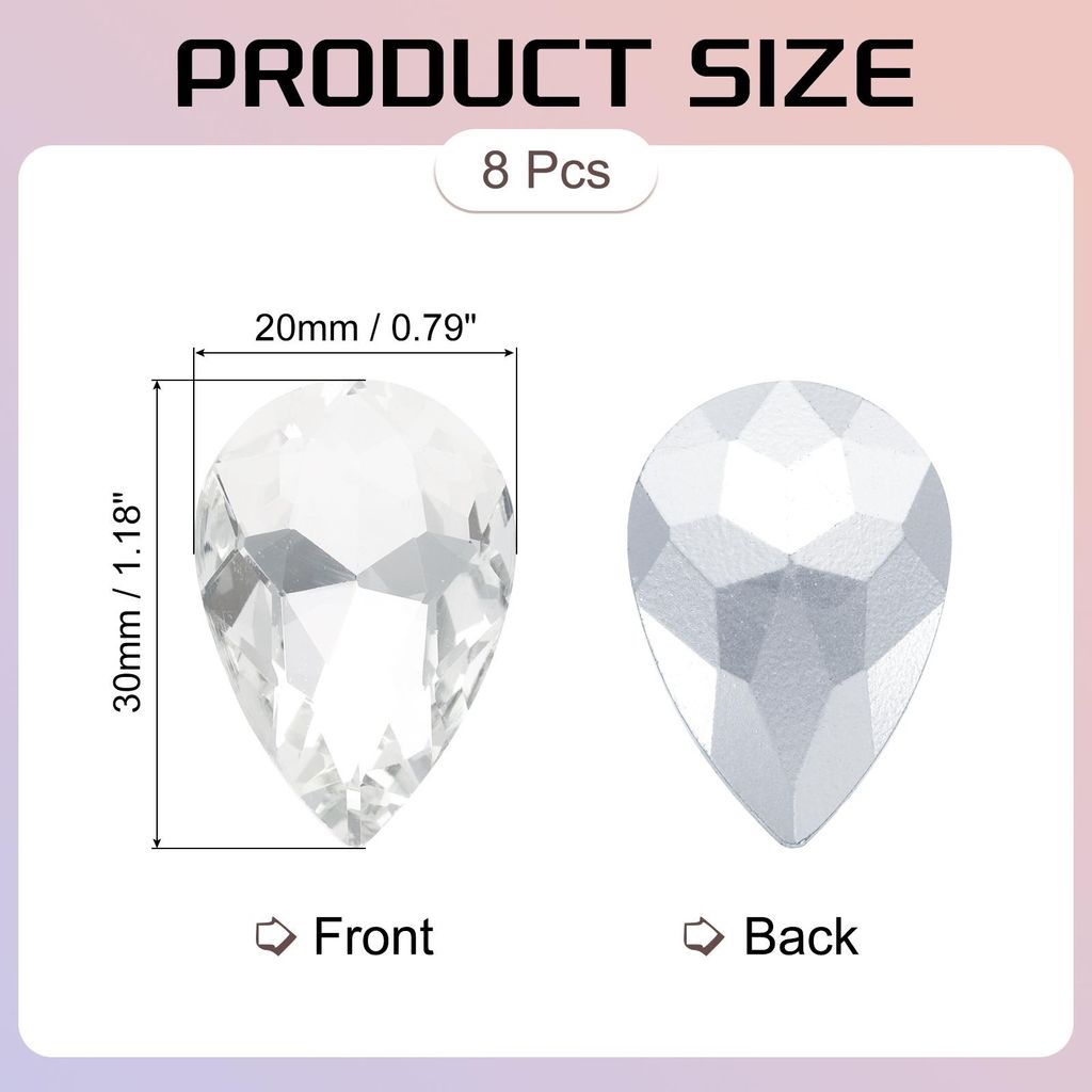 8 Stš¹ck 20 x 30mm Tropfenf?rmige Strassglas Rš¹ckseite Strassperlen Edelsteine fš¹r Schmuckherstellung Kostš¹m Kristallverzierungen Handwe...