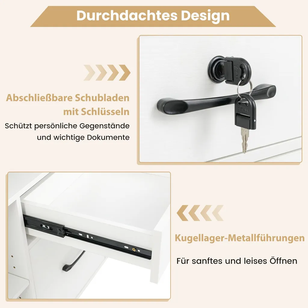 Support imprimante blanc caisson de rangement mobile pour bureau - 7
