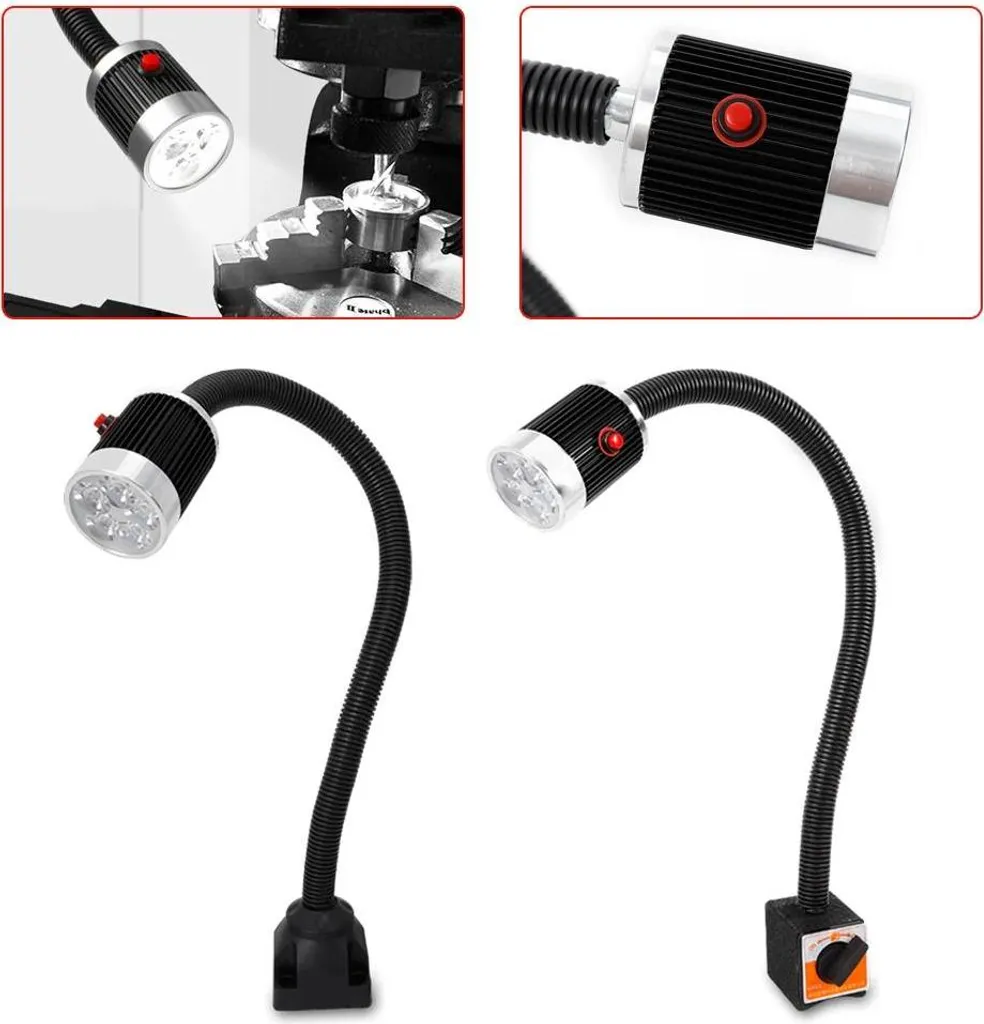 Lampe machine CNC LED 5W 220V avec socle fixe et bras flexible noir - 4