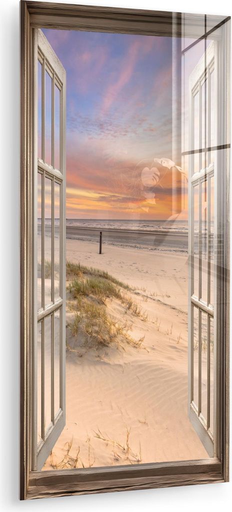 MuchoWow Glasbilder - Bilder auf Wandbild - Foto auf Glas Aussicht - Strand - Dünen - Natur - Landschaft 40x80 cm Wanddekoration aus Glas - Acrylg...