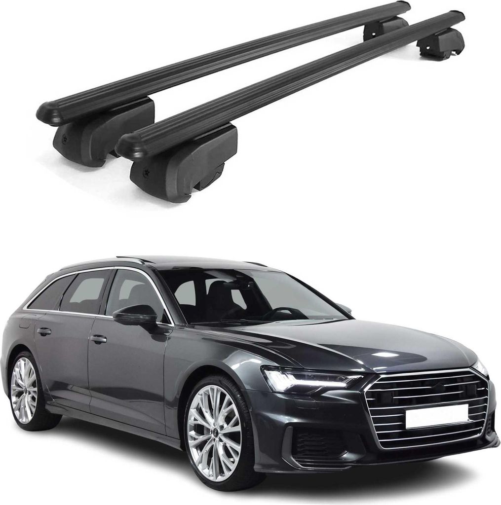 Dachträger Grundtäger für Audi A6 C8 Avant 2018-2025 75kg Alu Schwarz 2 tlg