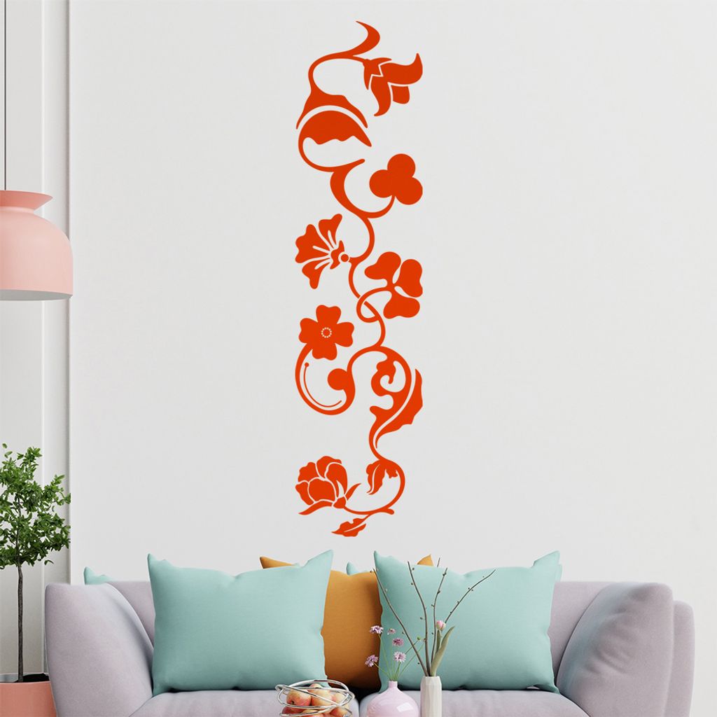 verrschiedene Blüten - Tribal Wandtattoo in 6 Größen - Wandaufkleber Wall Sticker - Dekoration, Küche, Wohnzimmer, Schlafzimmer, Badezimmer