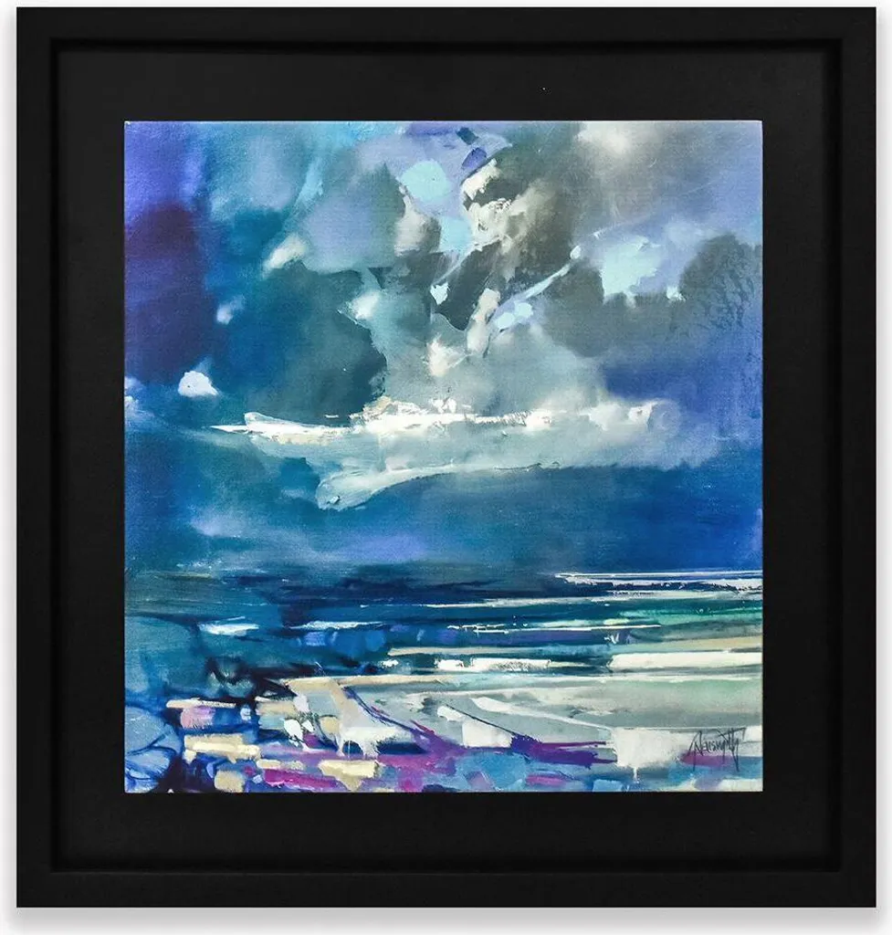 Décoration Murale West Blues I Scott Naismith Cadre Bois Bleu 40 cm