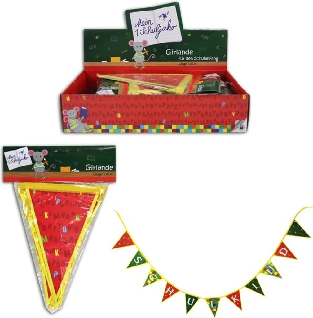 Guirlande fanions Rentrée Primaire 1,92m - Motif Cool School SCHULKIND