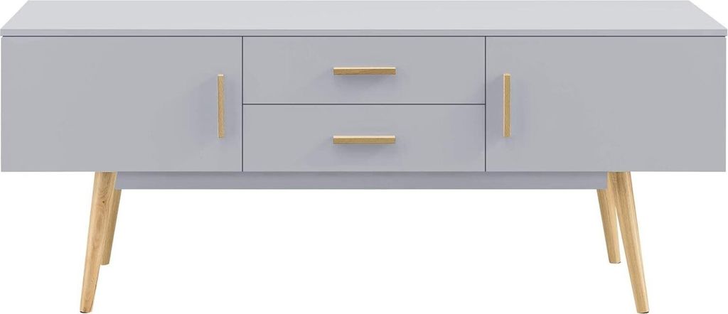 TV-Schrank Alavus TV-Schrank mit 2 Schubladen 140x40x56cm hellgrau