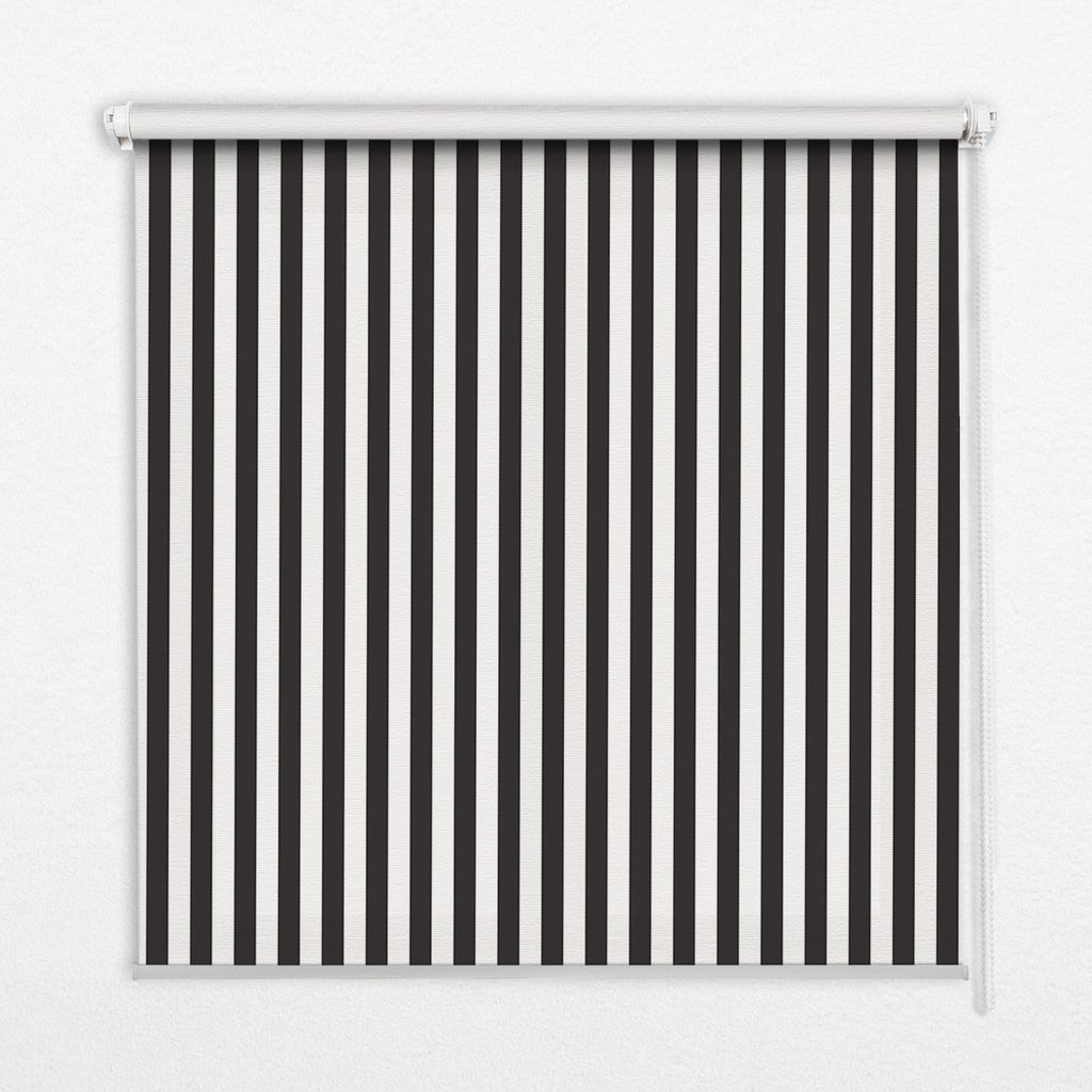 Seitenzug-Rollo Fensterrollo Jalousie - Lichtdurchlässig Springrollos - 110x140 cm - Schwarze und weiße Streifen