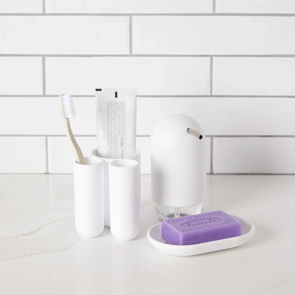 Umbra Bath Touch Seifenspender, Seifendosierer, Lotionspender, Seife, Soft Touch Kunststoff, Weiß, 023273660