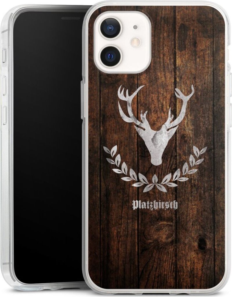 DeinDesign Handyhülle für Apple iPhone 12 mini Silikon Hülle Case Smartphone Schutzhülle Hirsch Holz Holzoptik